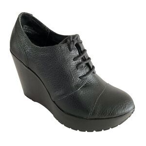 Korks Leather Janelle Wedge Lace-Up Cap-toe Shoes 6.5